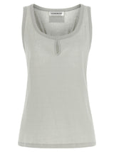 Victoria Beckham Gray Split Tank Top - Elegant Cotton Blend