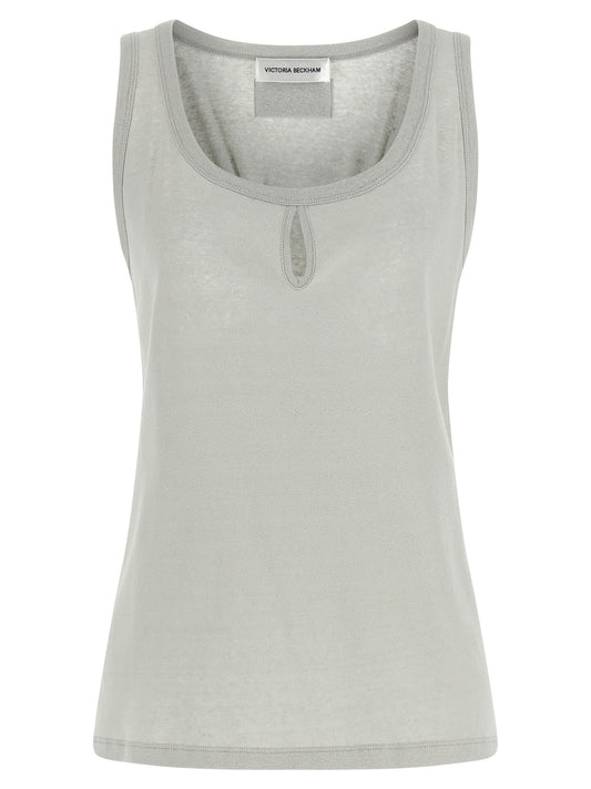 Victoria Beckham Gray Split Tank Top - Elegant Cotton Blend