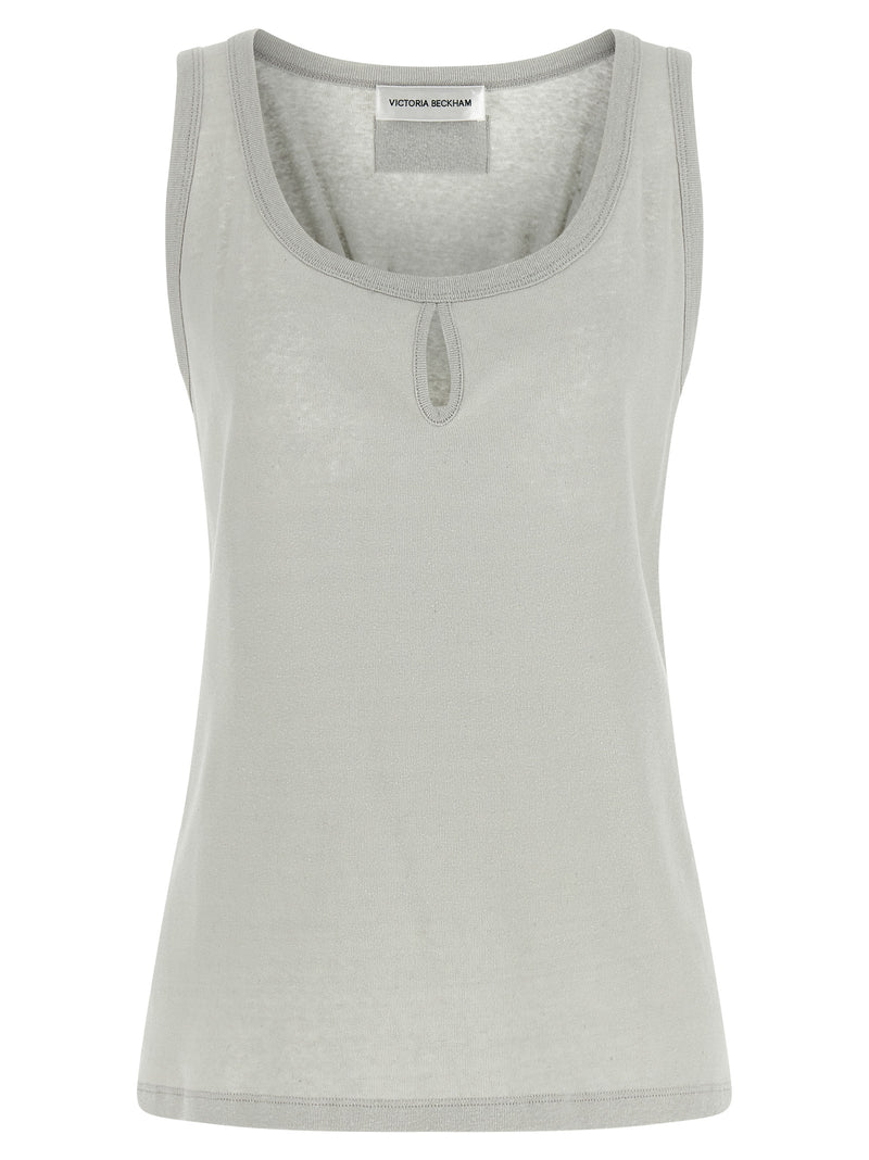 Victoria Beckham Gray Split Tank Top - Elegant Cotton Blend