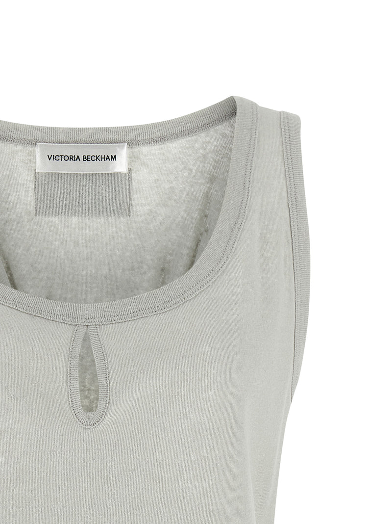 Victoria Beckham Gray Split Tank Top - Elegant Cotton Blend