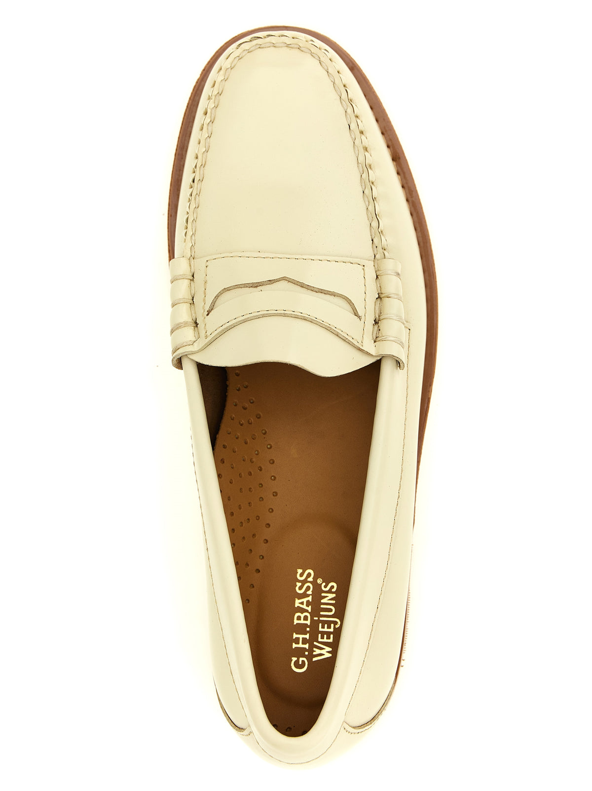 Mocassins G.H. BASS en cuir de vachette beige à enfiler
