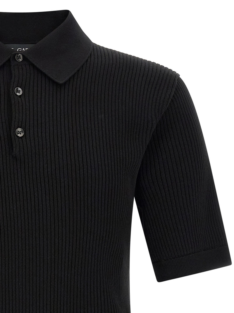 Dolce & Gabbana Black Cotton Polo Shirt