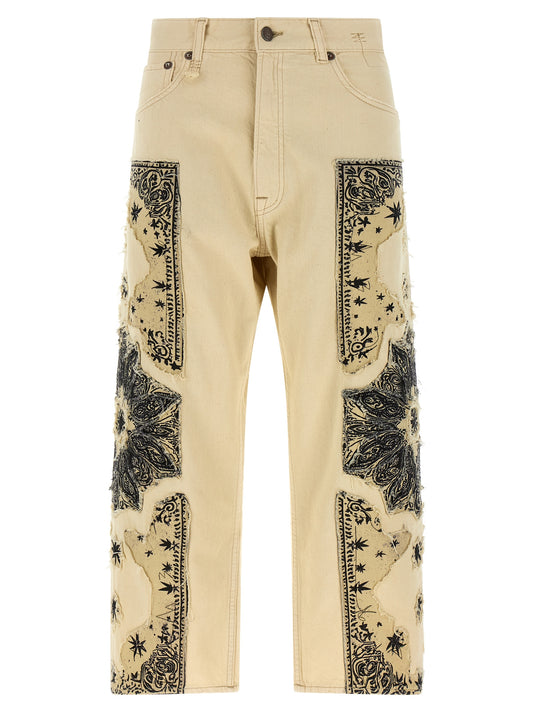 Jean droit en coton beige R13