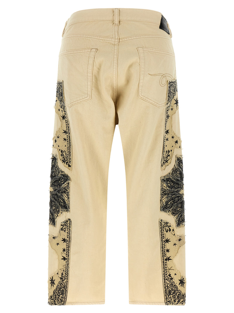 R13 Beige Cotton Straight-Leg Jeans