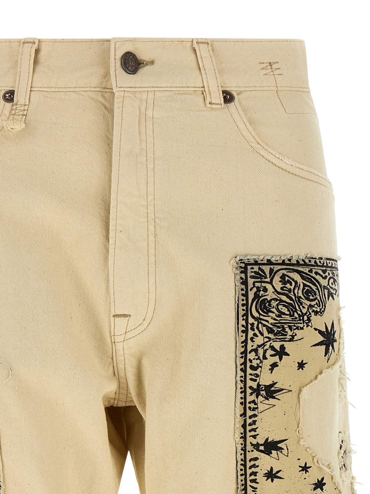 Jean droit en coton beige R13