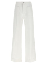 Victoria Beckham Alina White Cotton Flared Jeans