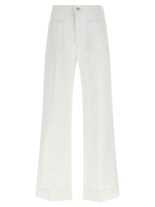 Victoria Beckham Alina White Cotton Flared Jeans