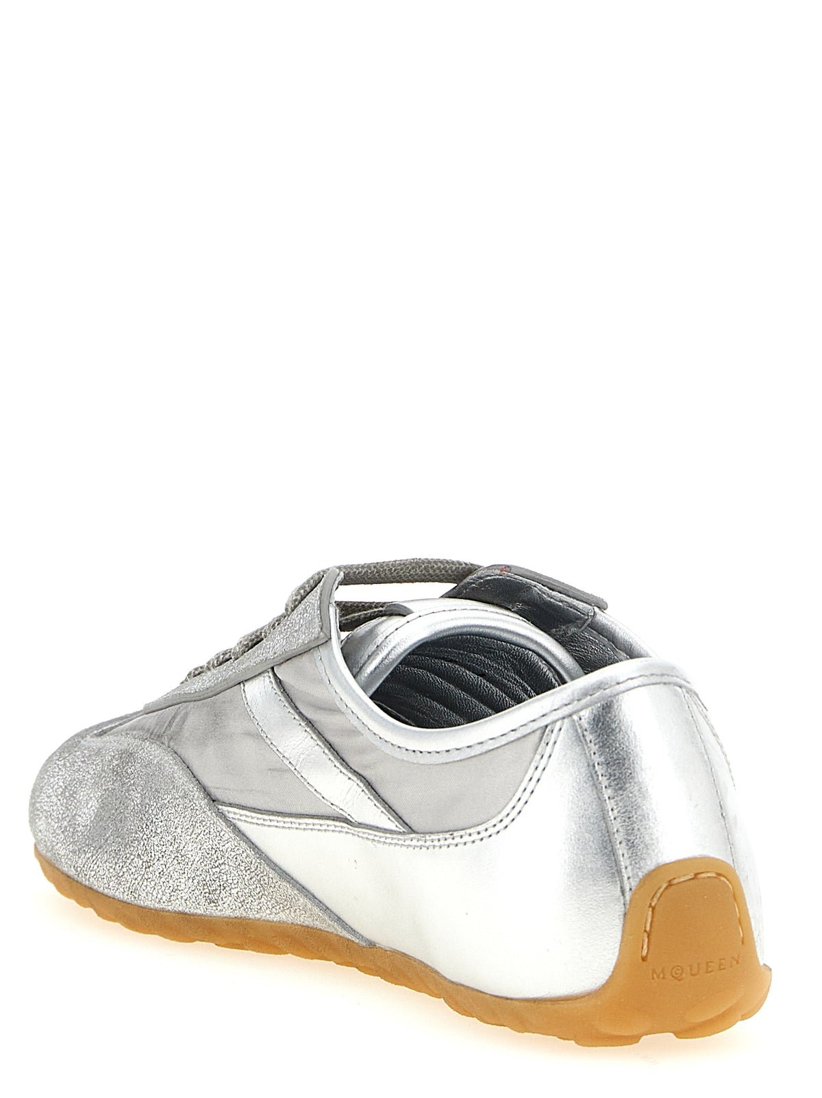 Baskets athlétiques Alexander McQueen en cuir argenté