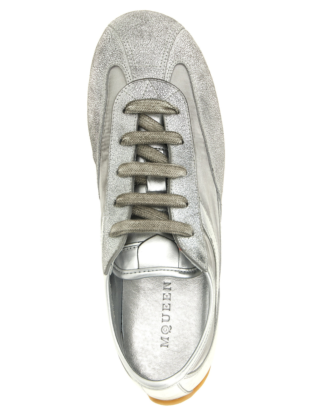 Baskets athlétiques Alexander McQueen en cuir argenté