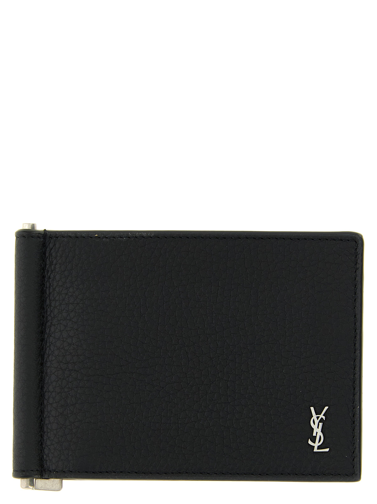Pince à billets Saint Laurent en cuir de veau noir