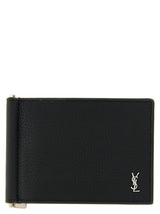 Pince à billets Saint Laurent en cuir de veau noir