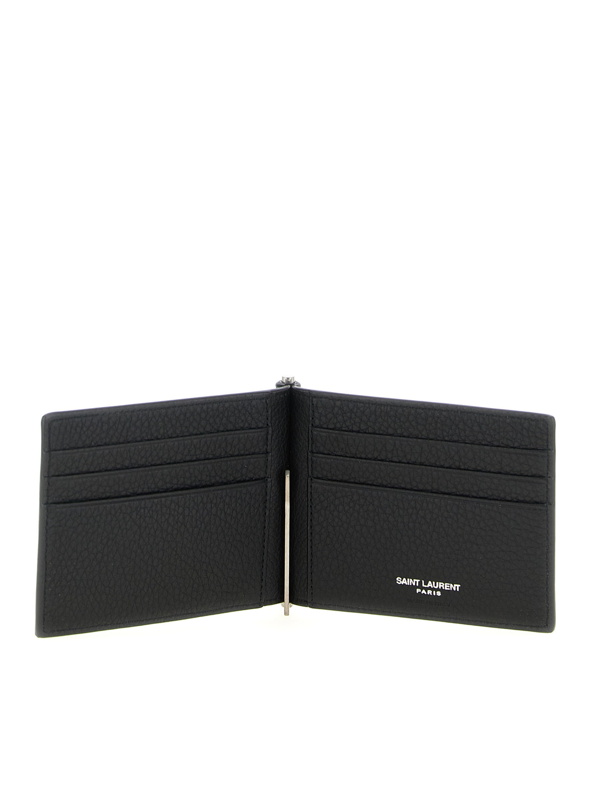 Pince à billets Saint Laurent en cuir de veau noir