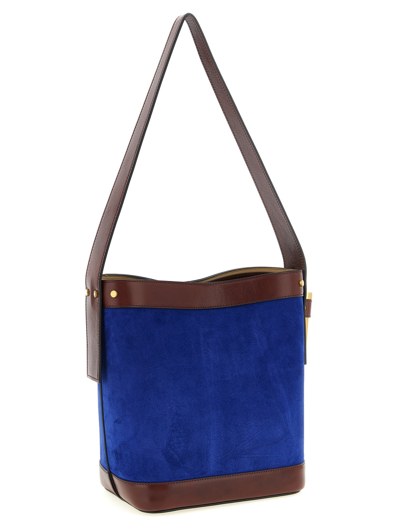 Versace Pivot Blue Calfskin Shoulder Bag