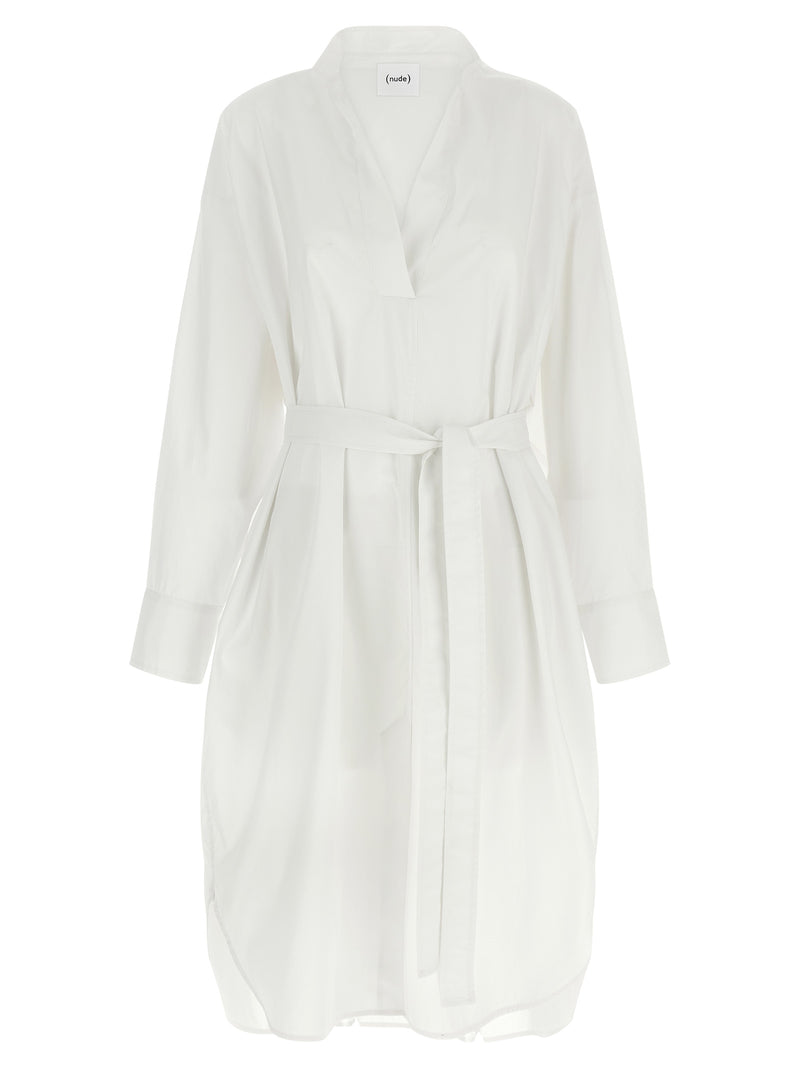 NUDE White Cotton Midi Dress