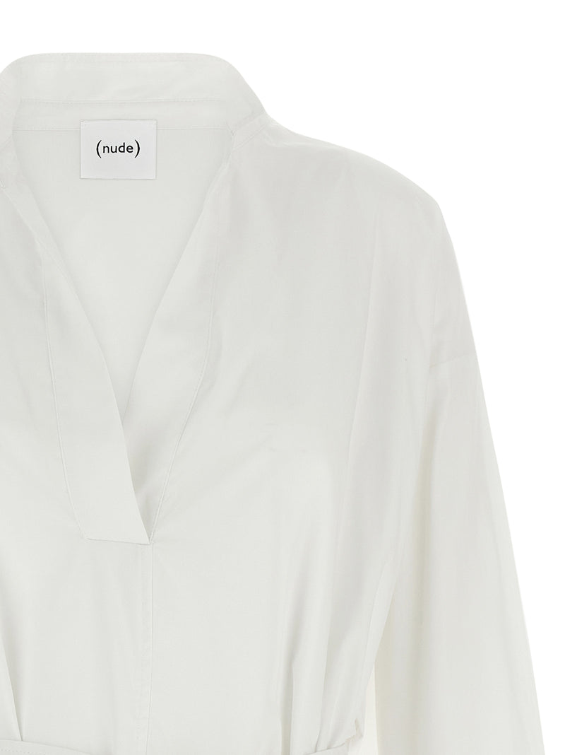 NUDE White Cotton Midi Dress