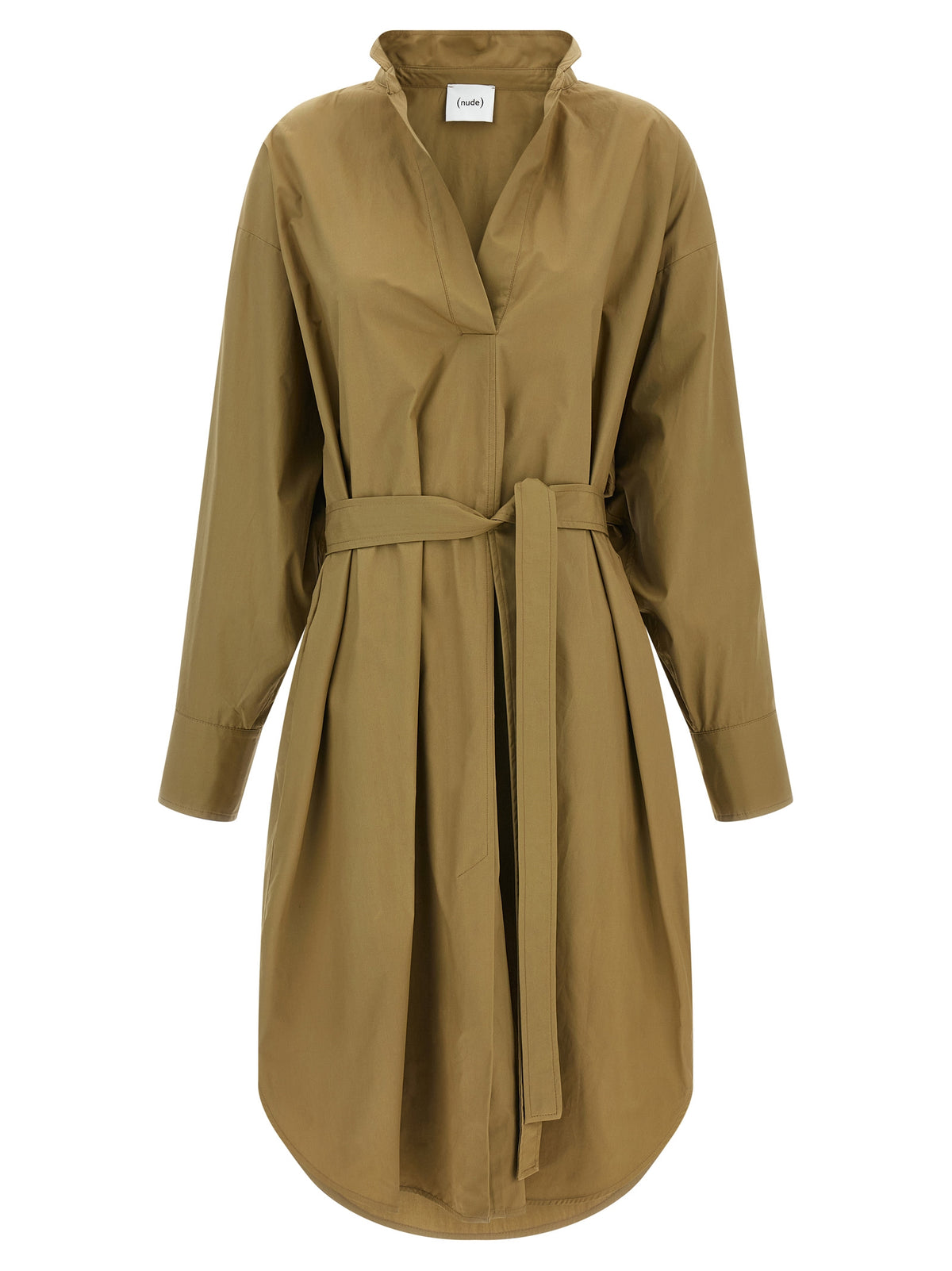Robe midi en coton marron nude