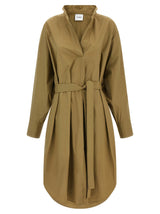 Robe midi en coton marron nude