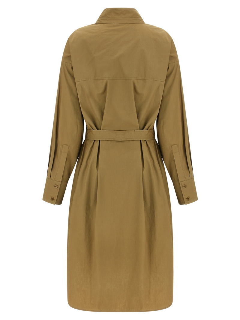 NUDE Brown Cotton Midi Dress for Effortless Elegance