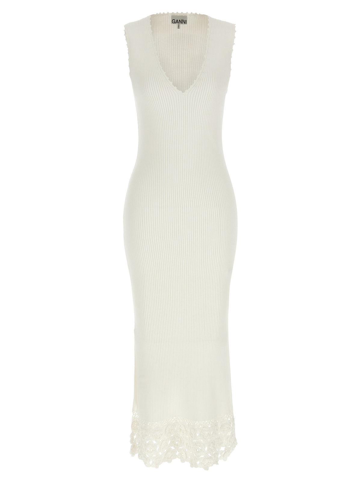 Longue robe Ganni en coton biologique blanc