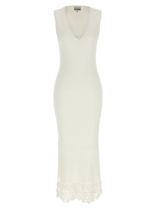 Longue robe Ganni en coton biologique blanc