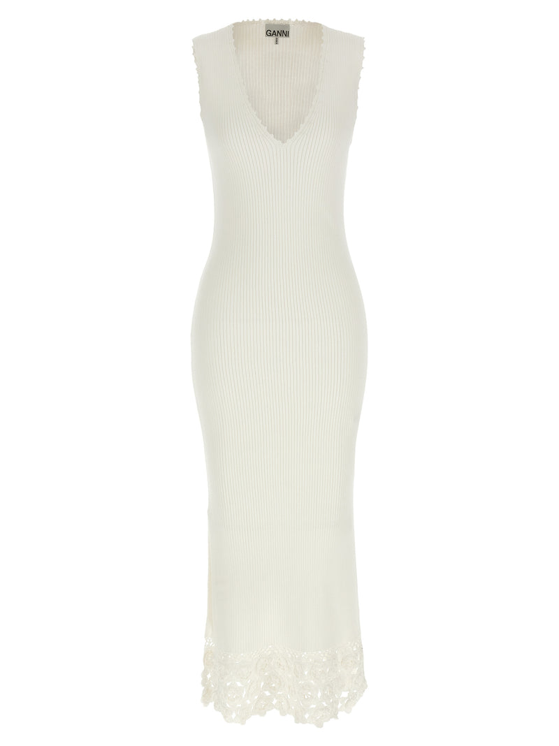 Longue robe Ganni en coton biologique blanc