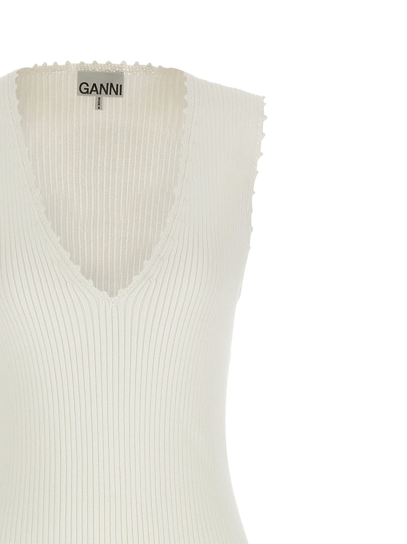 Longue robe Ganni en coton biologique blanc