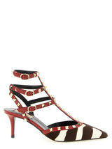 Escarpins à talons moyens en cuir de veau multicolore Valentino Garavani