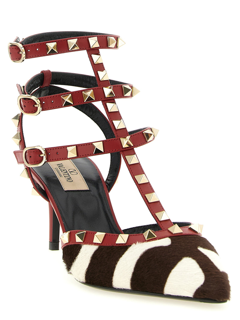 Escarpins à talons moyens en cuir de veau multicolore Valentino Garavani