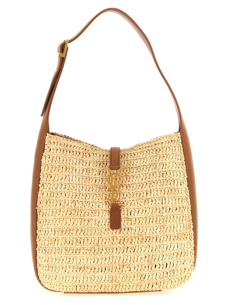 Sac bandoulière Saint Laurent en raphia beige