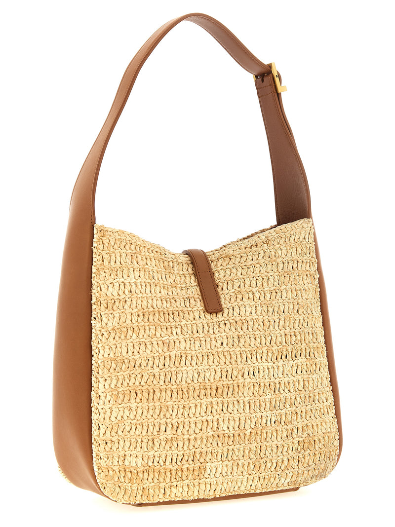 Sac bandoulière Saint Laurent en raphia beige