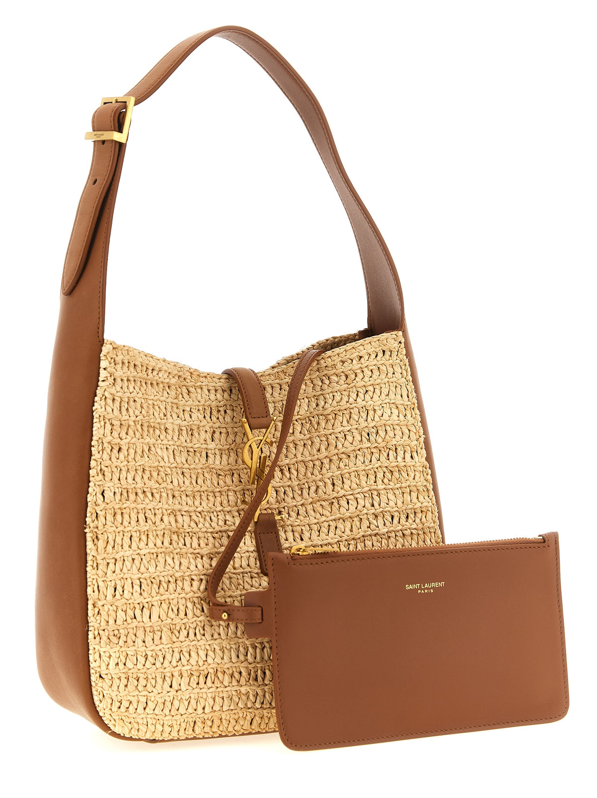 Saint Laurent Beige Raffia Shoulder Bag