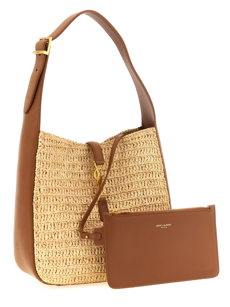 Sac bandoulière Saint Laurent en raphia beige