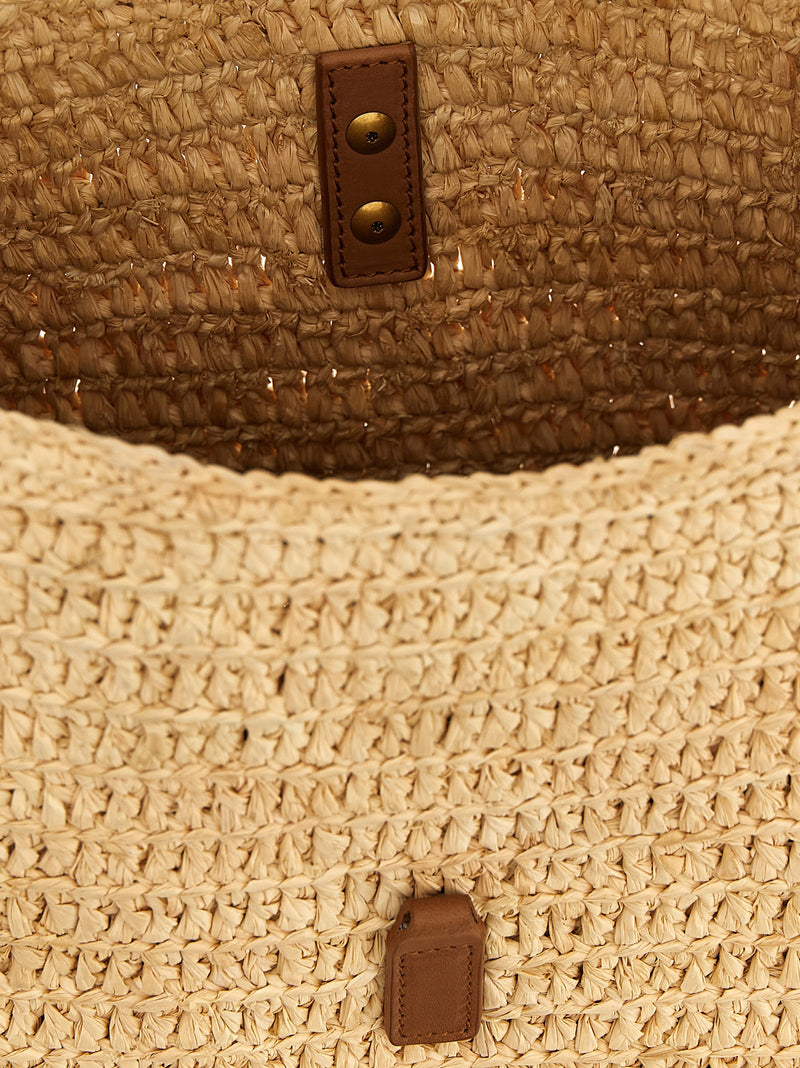 Sac bandoulière Saint Laurent en raphia beige