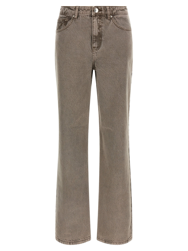 ROTATE BIRGER CHRISTENSEN Brown Cotton Straight-Leg Jeans