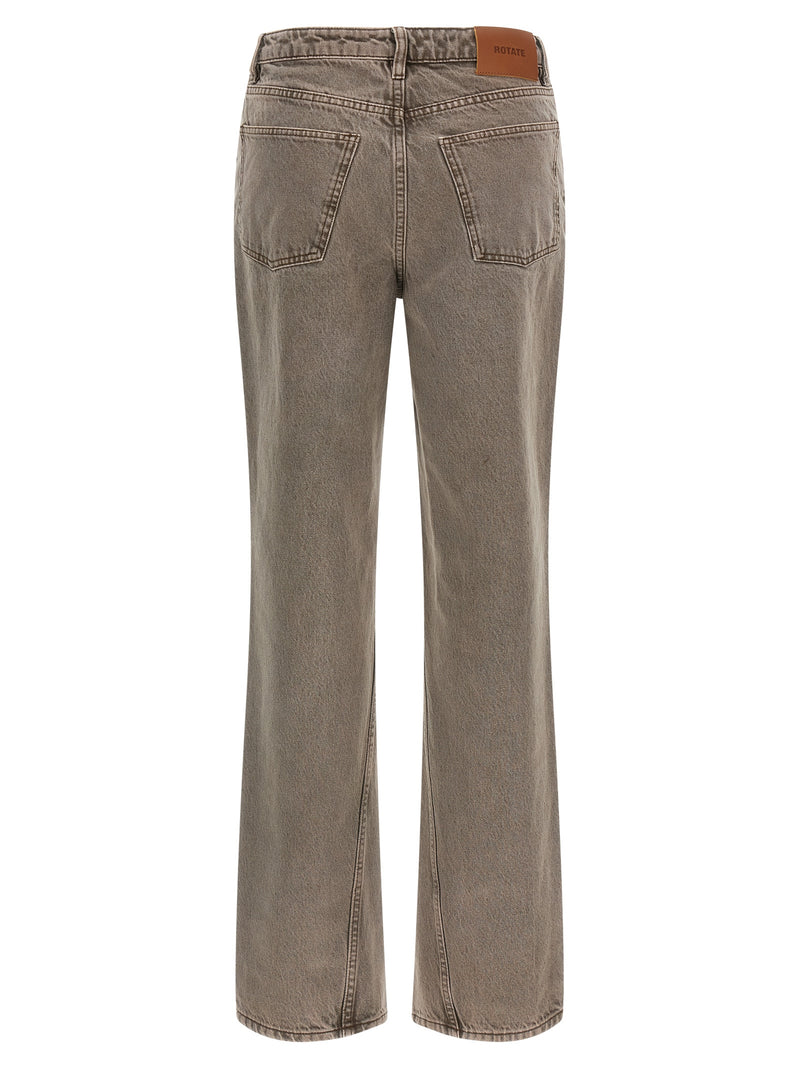 ROTATE BIRGER CHRISTENSEN Brown Cotton Straight-Leg Jeans