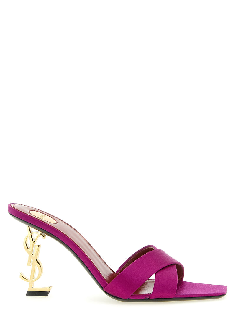 Sandales à talon aiguille Saint Laurent en viscose fuchsia