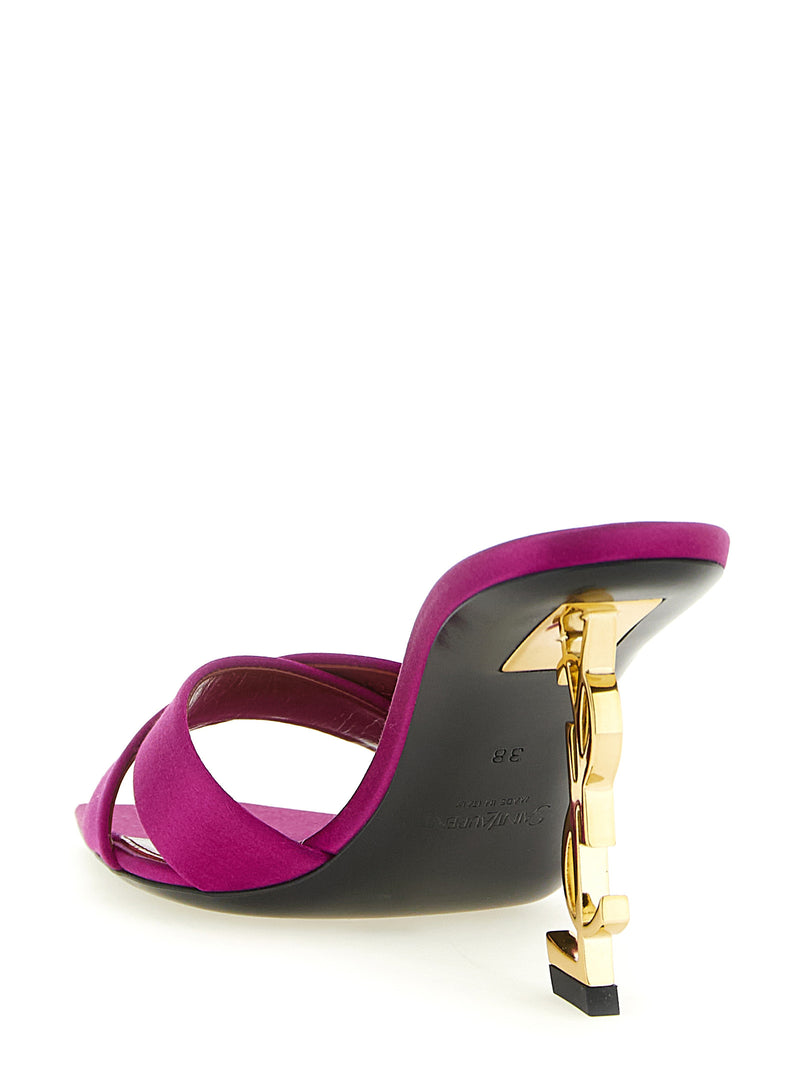Sandales à talon aiguille Saint Laurent en viscose fuchsia