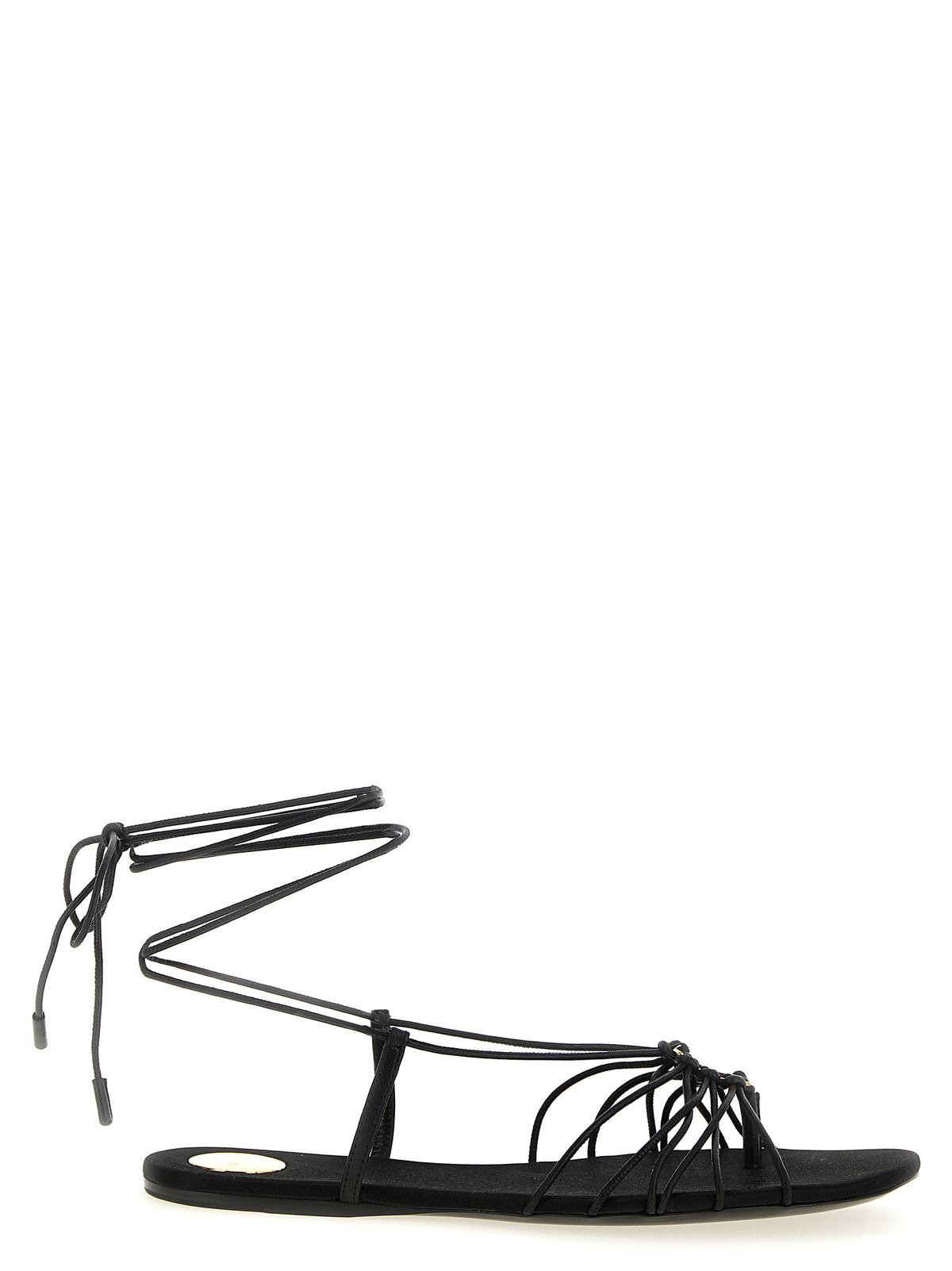Saint Laurent Babylone Black Lamb Leather Flat Sandals