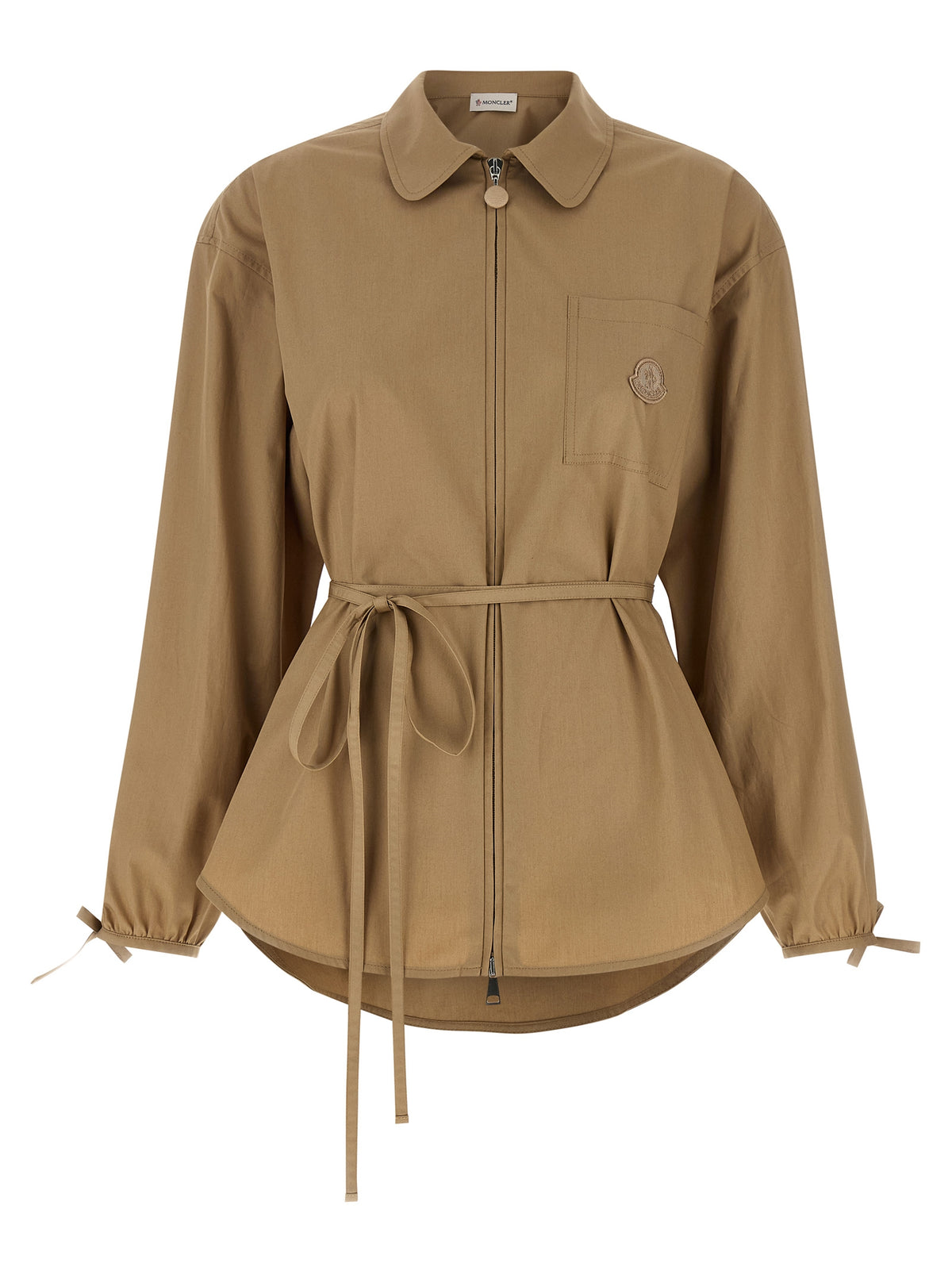Veste longue Moncler en coton beige