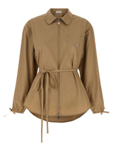 Veste longue Moncler en coton beige