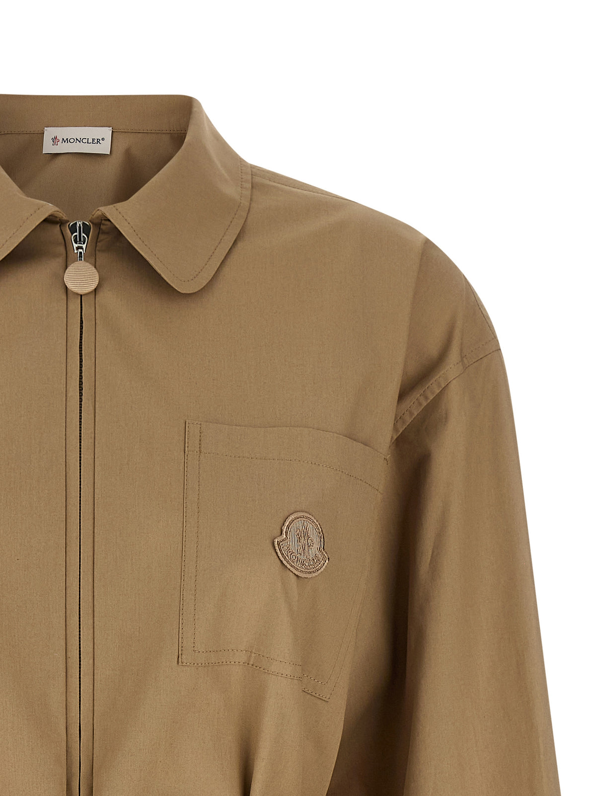 Veste longue Moncler en coton beige