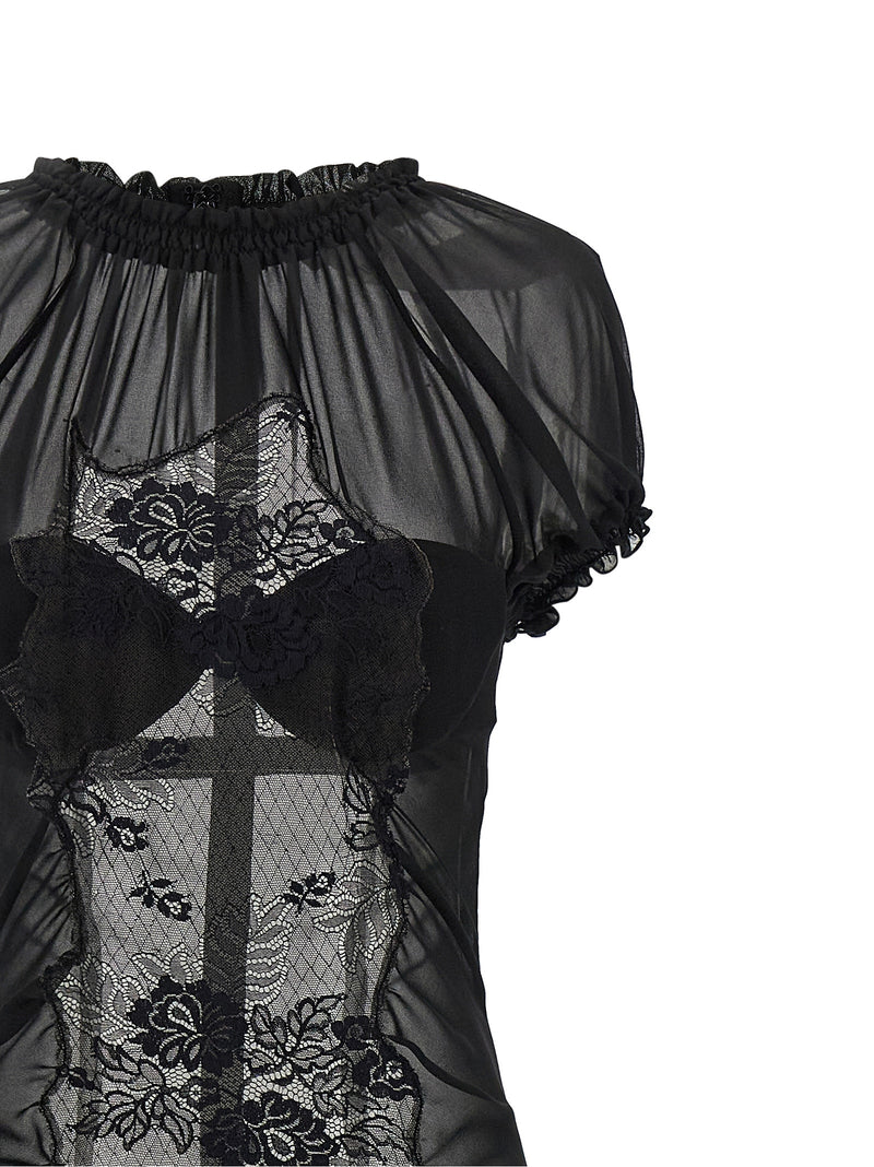 The Attico Black Cotton Midi Dress