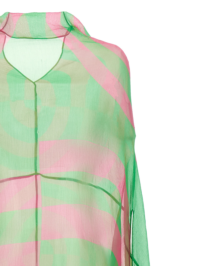 Dries Van Noten Bicolor Silk Midi Dress