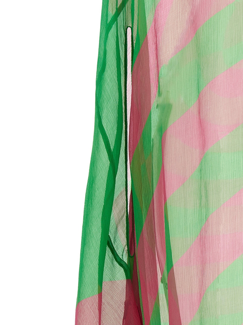 Dries Van Noten Bicolor Silk Midi Dress