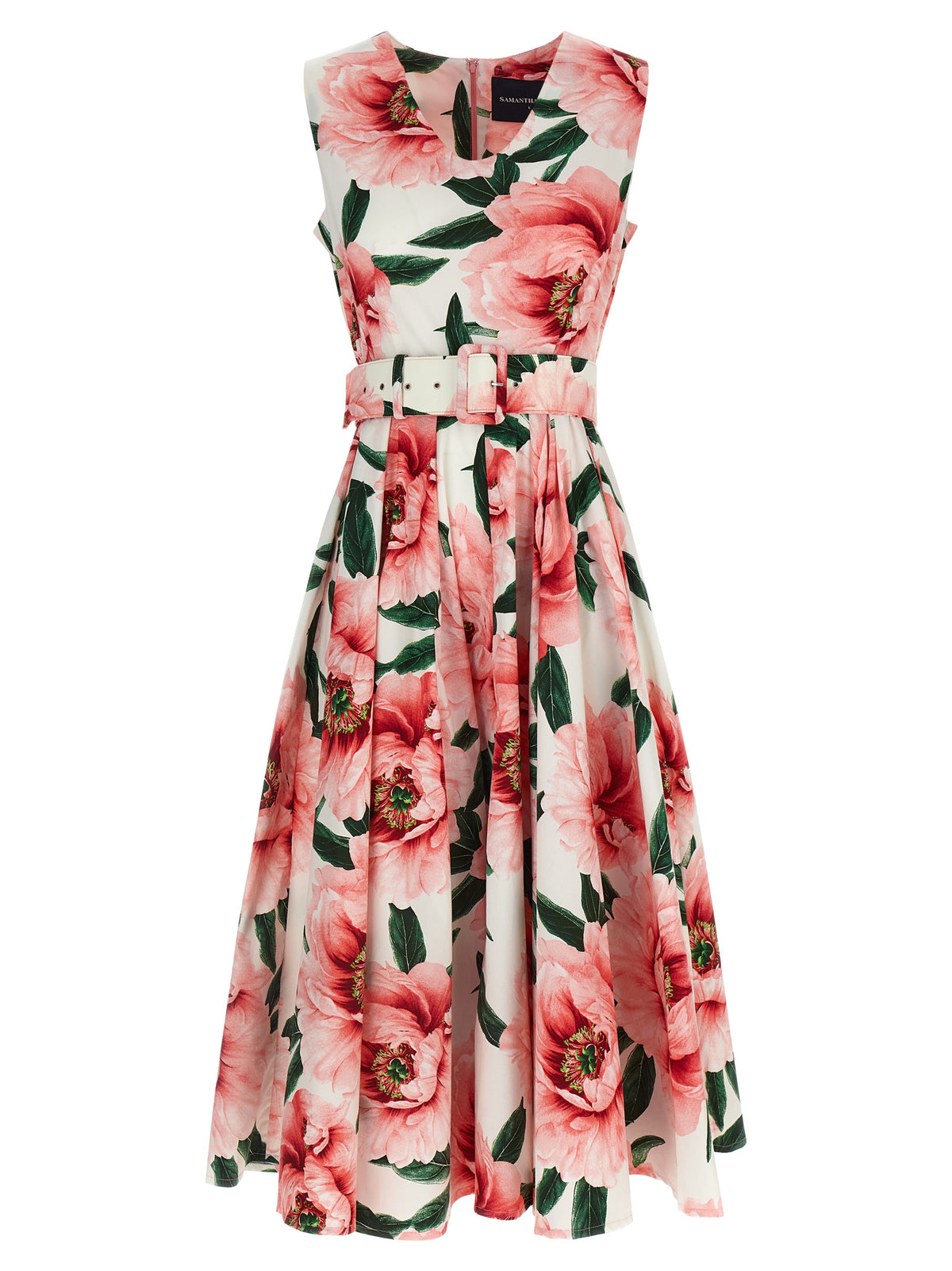 SAMANTHA SUNG Pastel Magnolia Abelia Multicolor Midi Dress