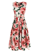 SAMANTHA SUNG Pastel Magnolia Abelia Multicolor Midi Dress