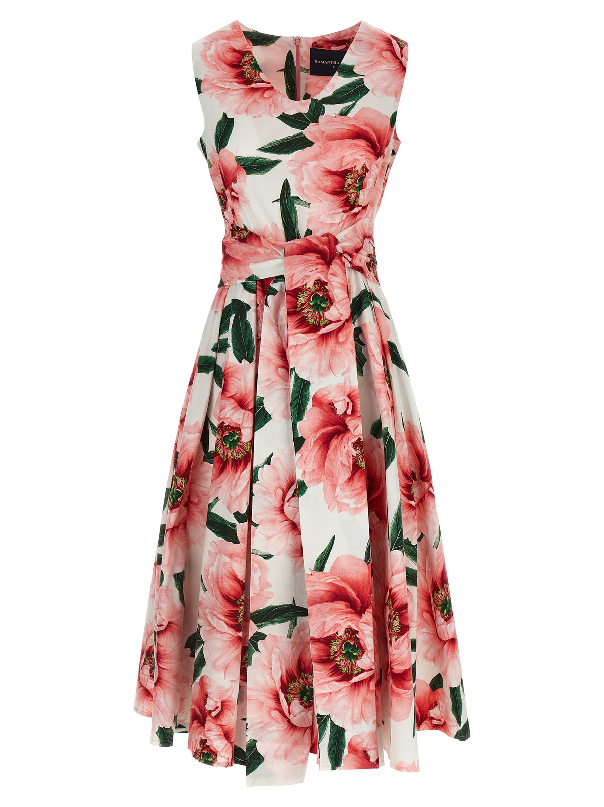 SAMANTHA SUNG Pastel Magnolia Abelia Multicolor Midi Dress