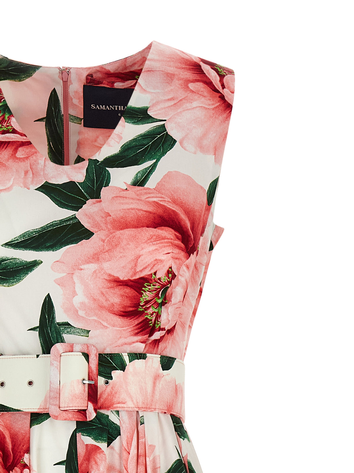 SAMANTHA SUNG Pastel Magnolia Abelia Multicolor Midi Dress