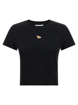 Maison Kitsuné Black Cotton T-Shirt with Baby Fox Patch
