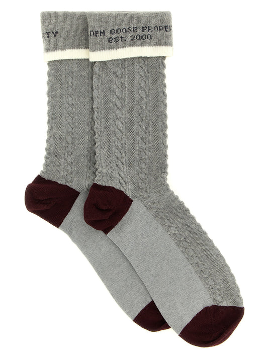 Chaussettes en coton gris Golden Goose